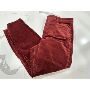 LOFT Women's Burgundy Corduroy Pants Size 16 Straight Leg Casual Everyday